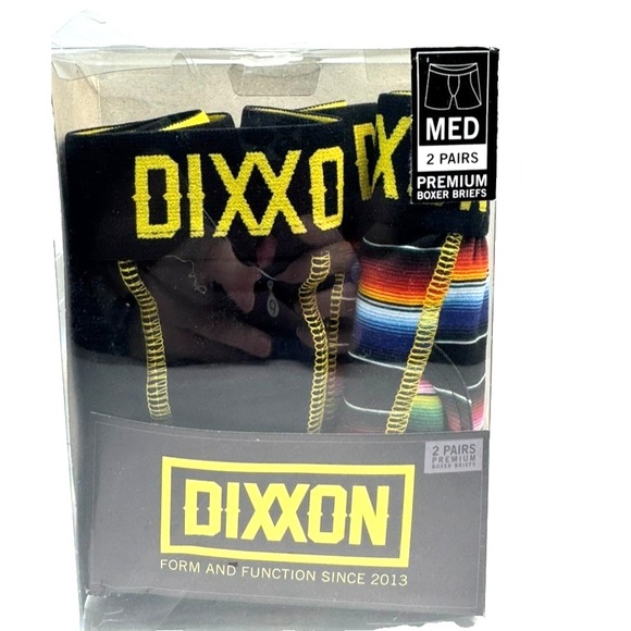 Dixxon Flannel Co. Premium Boxer Briefs Men MEDIUM Black Striped Colorful 2-Pack - Picture 1 of 2